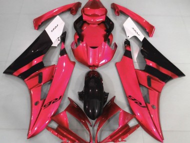 2006-2007 Gloss Red and Black Yamaha R6 Motorcycle Fairings