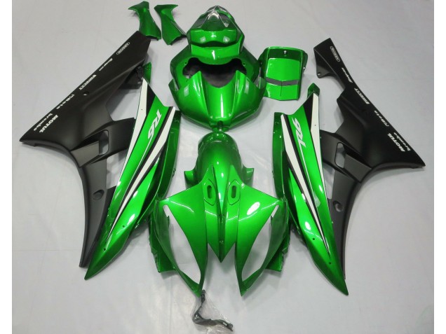 2006-2007 Green Black and White Yamaha R6 Motorcycle Fairings