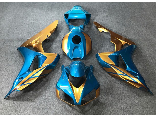 2006-2007 Light Blue & Gold Honda CBR1000RR Motorcycle Fairings