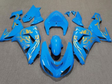 2006-2007 Light Blue & Gold Kawasaki ZX10R Motorcycle Fairings