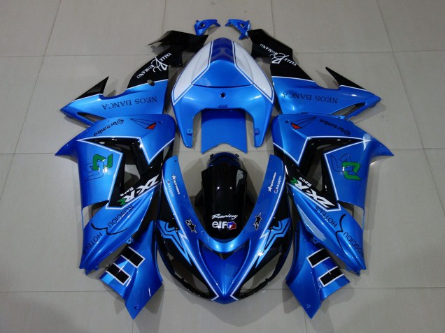 2006-2007 Liquid Blue & Logos Kawasaki ZX10R Motorcycle Fairings