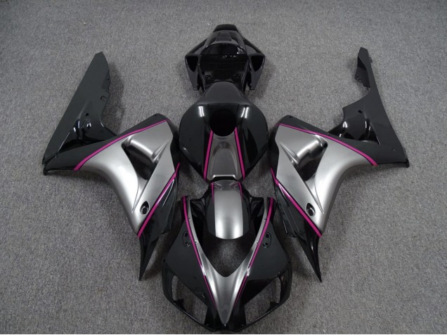 2006-2007 Silver with Pink Pin Stripe Honda CBR1000RR Motorcycle Fairings