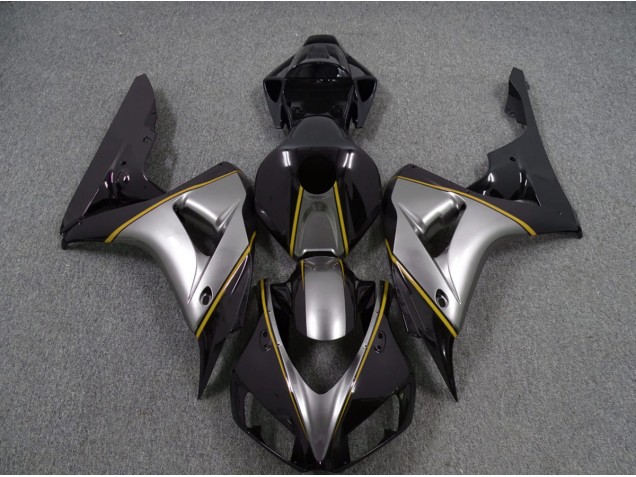 2006-2007 Silver with Yellow Pin Stripe Honda CBR1000RR Motorcycle Fairings