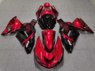 2006-2011 Fire Red and Black Kawasaki ZX14R Motorcycle Fairings