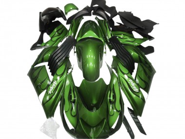 2006-2011 Gloss Green & Flame Kawasaki ZX14R Motorcycle Fairings