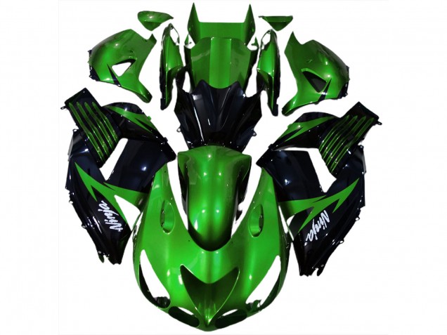2006-2011 Gloss Green and Black Kawasaki ZX14R Motorcycle Fairings 2006-2011 Gloss Green and Black Kawasaki ZX14R Motorcycle Fairings