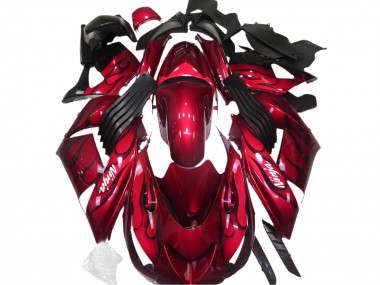 2006-2011 Gloss Red & Flame Kawasaki ZX14R Motorcycle Fairings