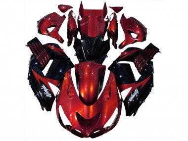 2006-2011 Gloss Red and Black Kawasaki ZX14R Motorcycle Fairings