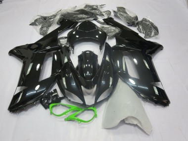 2007-2008 Gloss Black Green Kawasaki ZX6R Motorcycle Fairings