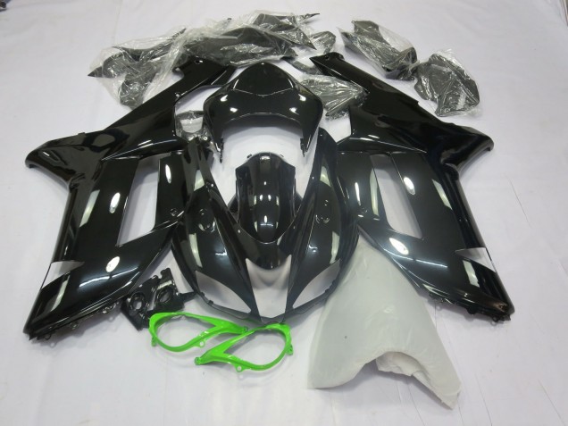 2007-2008 Gloss Black Green Kawasaki ZX6R Motorcycle Fairings