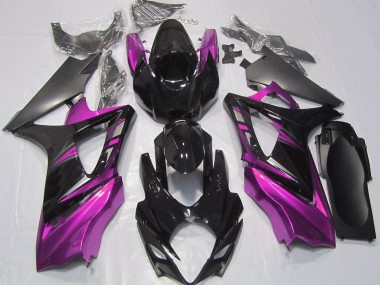 2007-2008 Gloss Black and Pink Suzuki GSXR 1000 Motorcycle Fairings