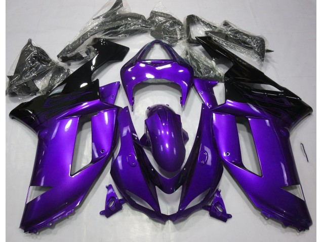 2007-2008 Gloss Purple & Black Kawasaki ZX6R Motorcycle Fairings