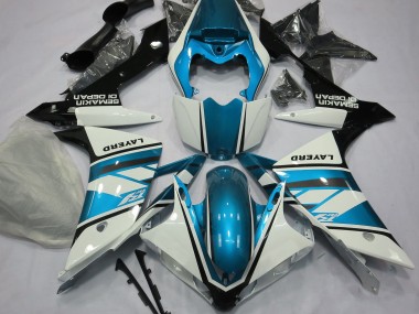 2007-2008 Gloss White and Light Blue Yamaha R1 Motorcycle Fairings