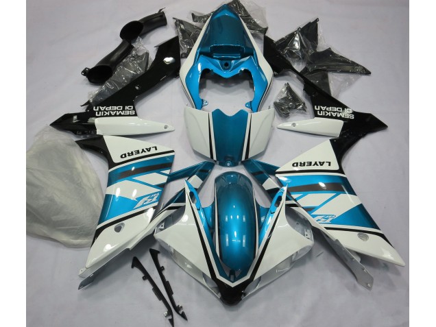 2007-2008 Gloss White and Light Blue Yamaha R1 Motorcycle Fairings 2007-2008 Gloss White and Light Blue Yamaha R1 Motorcycle Fairings