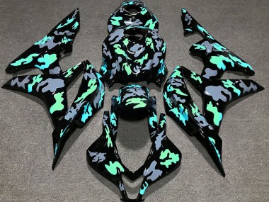 2007-2008 Green and Grey Camouflage Honda CBR600RR Motorcycle Fairings