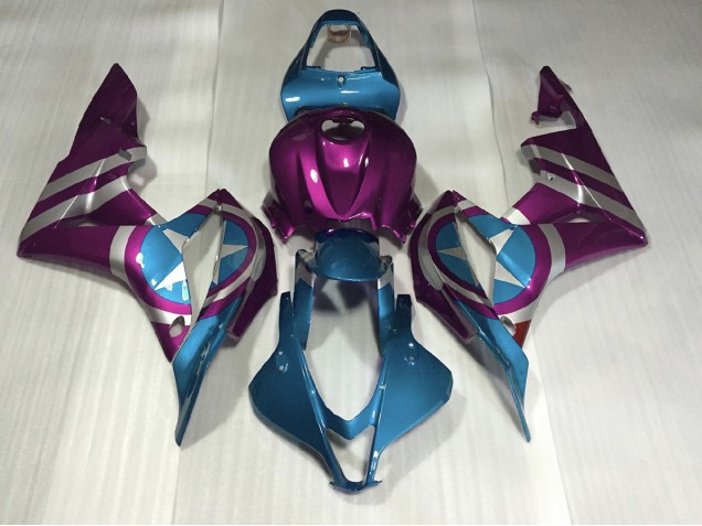 2007-2008 Purple and Light Blue Captain America Honda CBR600RR Motorcycle Fairings 2007-2008 Purple and Light Blue Captain America Honda CBR600RR Motorcycle Fairings