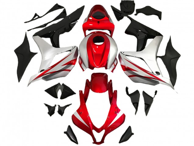 2007-2008 Red and Silver OEM Style Honda CBR600RR Motorcycle Fairings 2007-2008 Red and Silver OEM Style Honda CBR600RR Motorcycle Fairings