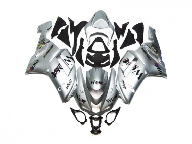 2007-2008 Silver West Gloss Kawasaki ZX6R Motorcycle Fairings