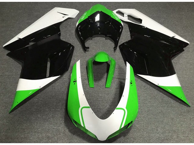2007-2014 Gloss Green White and Black Ducati Ducati 848 1098 1198 Motorcycle Fairings