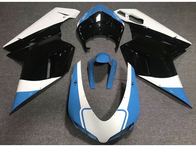 2007-2014 Gloss Light Blue White and Black Ducati Ducati 848 1098 1198 Motorcycle Fairings