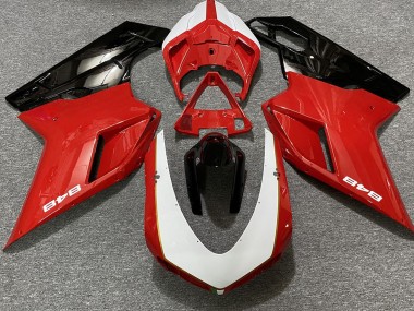 2007-2014 Gloss Red & White (848 Sticker) Ducati Ducati 848 1098 1198 Motorcycle Fairings