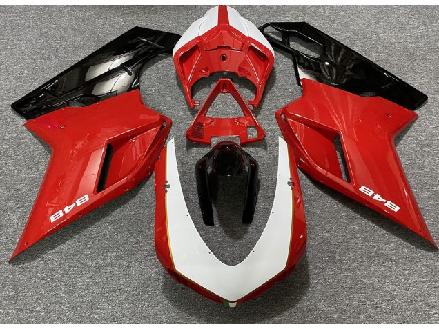 2007-2014 Gloss Red & White (848 Sticker) Ducati Ducati 848 1098 1198 Motorcycle Fairings