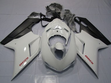 2007-2014 Red White and Matte Black Ducati Ducati 848 1098 1198 Motorcycle Fairings