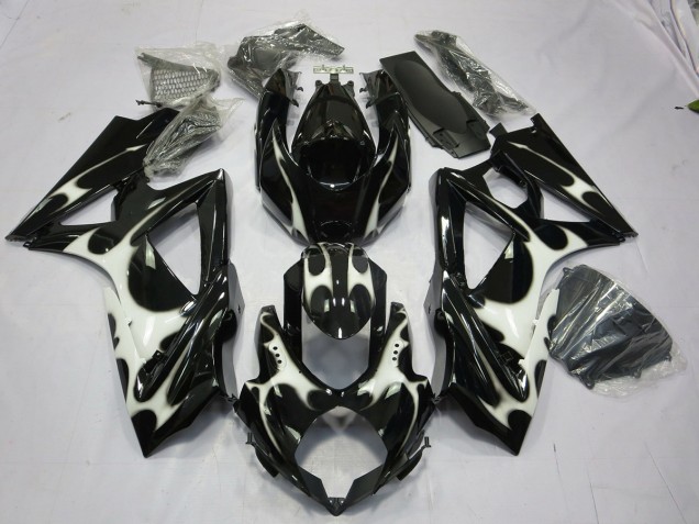 2008-2010 Black and White Design Suzuki GSXR 600-750 Motorcycle Fairings 2008-2010 Black and White Design Suzuki GSXR 600-750 Motorcycle Fairings