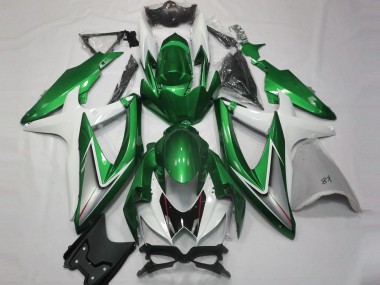 2008-2010 Gloss Green and White Suzuki GSXR 600-750 Motorcycle Fairings