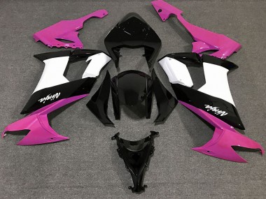 2008-2010 Gloss Pink Black and White Kawasaki ZX10R Motorcycle Fairings