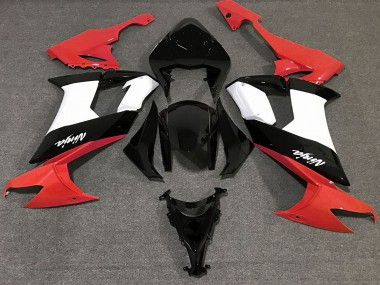 2008-2010 Gloss Red Black and White Kawasaki ZX10R Motorcycle Fairings
