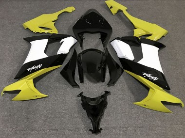 2008-2010 Gloss Yellow Black and White Kawasaki ZX10R Motorcycle Fairings