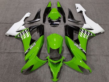 2008-2010 Green and White Cheq Kawasaki ZX10R Motorcycle Fairings