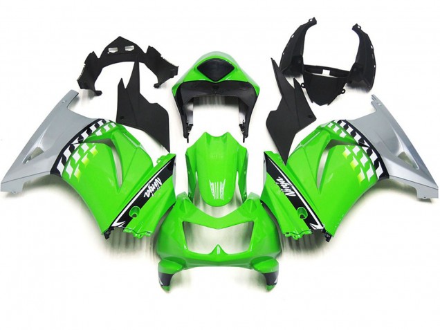 2008-2012 Green and Black Check Kawasaki Ninja 250 Motorcycle Fairings