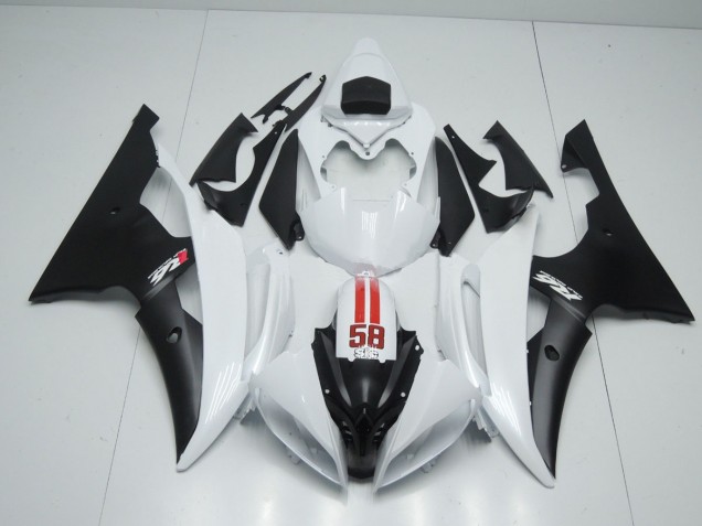 2008-2016 58 Sic White and Black Yamaha R6 Motorcycle Fairings 2008-2016 58 Sic White and Black Yamaha R6 Motorcycle Fairings