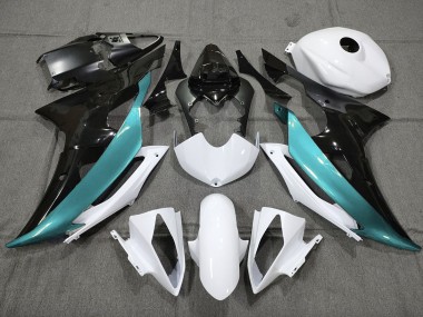 2008-2016 Custom LightBlue Black and White Yamaha R6 Motorcycle Fairings