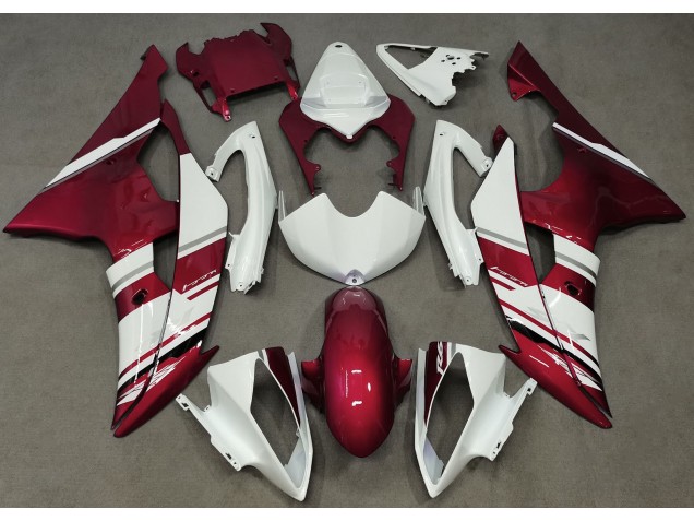 2008-2016 Gloss White and Red OEM Style Yamaha R6 Motorcycle Fairings