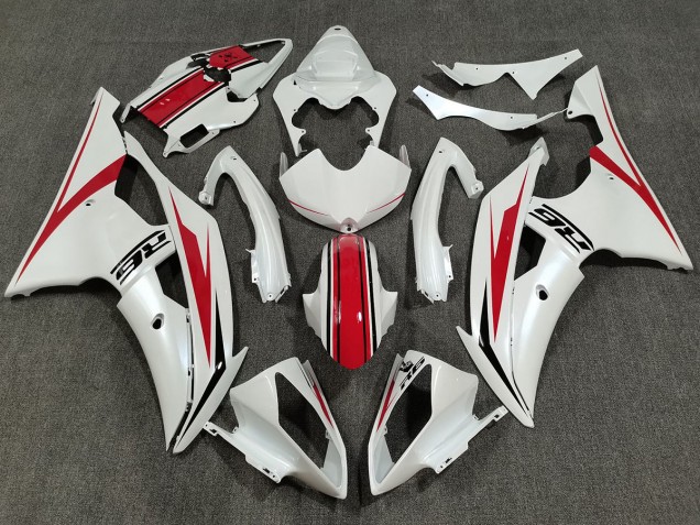 2008-2016 Pearl White & Gloss Red Yamaha R6 Motorcycle Fairings