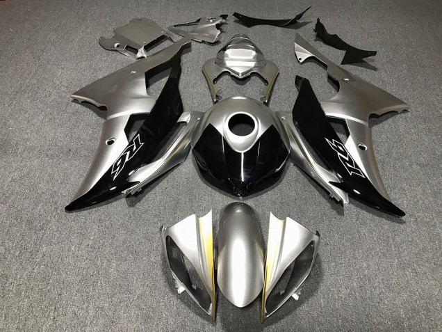 2008-2016 Silver and Black Custom Yamaha R6 Motorcycle Fairings