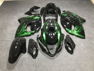 2008-2020 Gloss Black and Green Suzuki GSXR 1300 Hayabusa Motorcycle Fairings