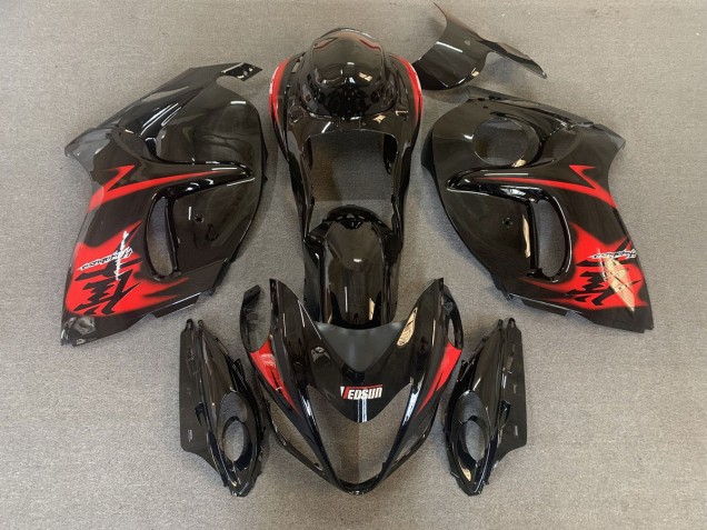 2008-2020 Gloss Black with Red Logos Suzuki GSXR 1300 Hayabusa Motorcycle Fairings 2008-2020 Gloss Black with Red Logos Suzuki GSXR 1300 Hayabusa Motorcycle Fairings