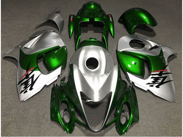 2008-2020 Gloss Green and Silver Suzuki GSXR 1300 Hayabusa Motorcycle Fairings