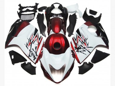 2008-2020 Gloss White with Deep Red Custom Suzuki GSXR 1300 Hayabusa Motorcycle Fairings