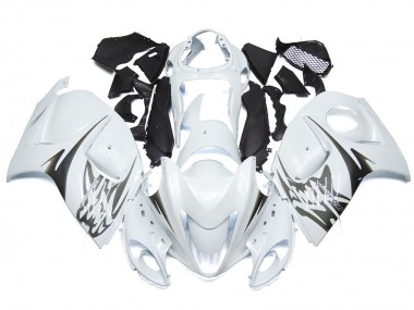 2008-2020 Gloss White with Silver Style Logos Suzuki GSXR 1300 Hayabusa Motorcycle Fairings