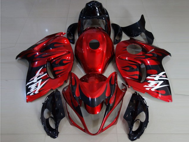 2008-2020 Vibrant Red & Flame Suzuki GSXR 1300 Hayabusa Motorcycle Fairings