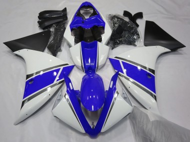 2009-2011 Gloss White and Blue Yamaha R1 Motorcycle Fairings