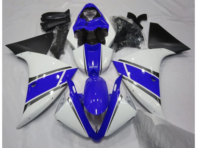 2009-2011 Gloss White and Blue Yamaha R1 Motorcycle Fairings 2009-2011 Gloss White and Blue Yamaha R1 Motorcycle Fairings