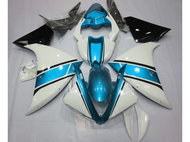 2009-2011 Gloss White and Light Blue Yamaha R1 Motorcycle Fairings