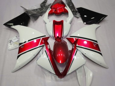 2009-2011 Gloss White and Metallic Red Yamaha R1 Motorcycle Fairings