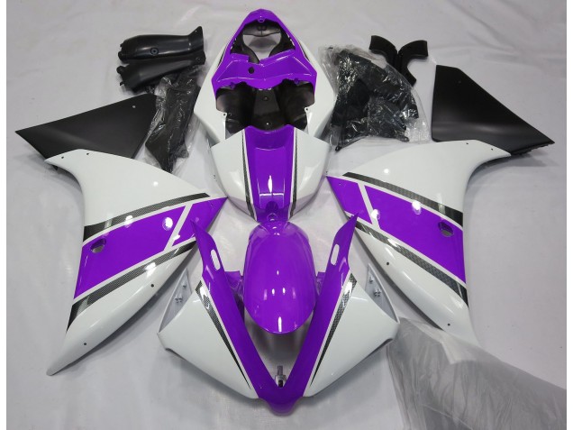 2009-2011 Gloss White and Purple Yamaha R1 Motorcycle Fairings